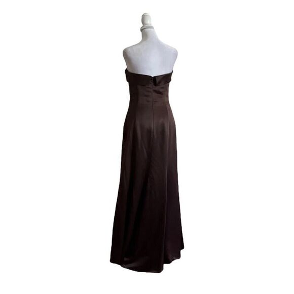Alfred Sung Brown Satin Feel Strapless Bridesmaid Prom Party Dress Luxe US 0 - Picture 4 of 10